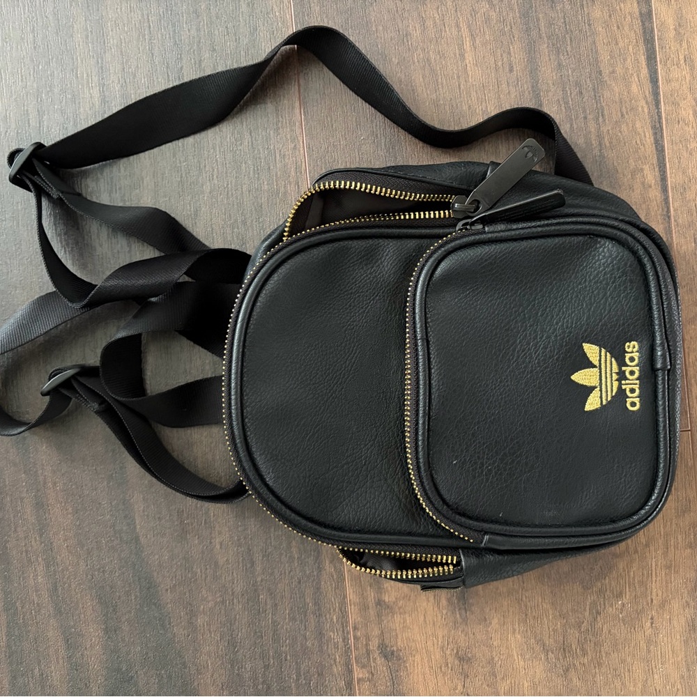 Adidas Black and Gold Mini Backpack